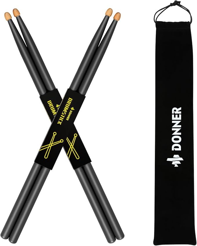 Donner Baquetas de madera de arce 5A, 2 pares con bolsa