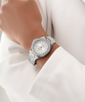 Reloj Dama Silver-Tone Crystal Bezel - Guess