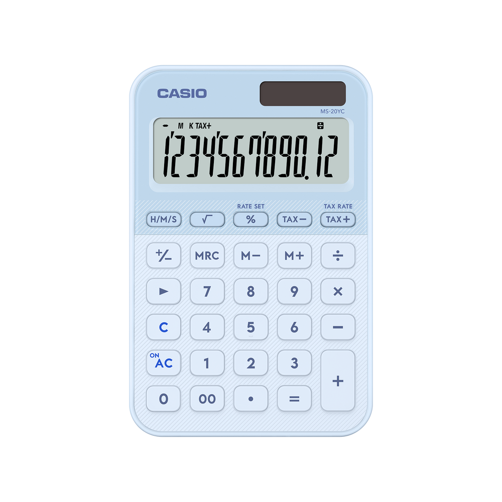 Calculadora de Escritorio CASIO MS-20YC-LB Celeste 12 Dígitos