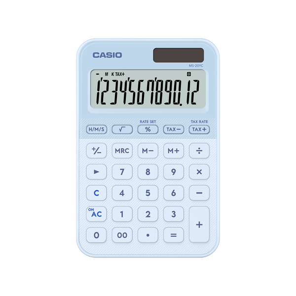Calculadora de Escritorio CASIO MS-20YC-LB Celeste 12 Dígitos