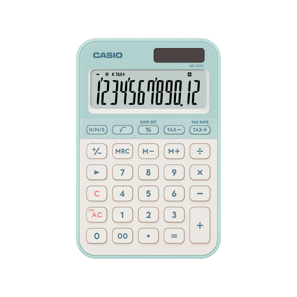 Calculadora de Escritorio CASIO MS-20YC-LG Verde Claro 12 Dígitos