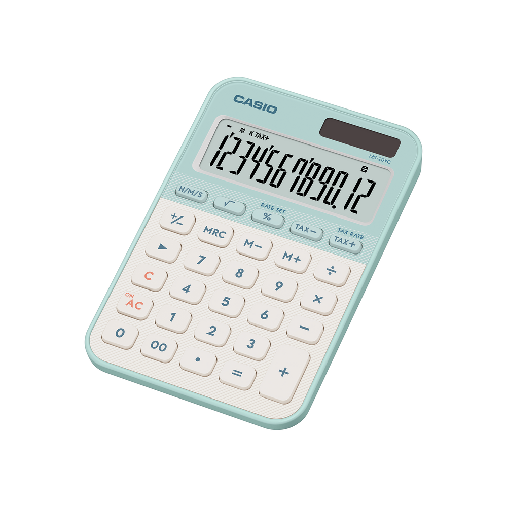 Calculadora de Escritorio CASIO MS-20YC-LG Verde Claro 12 Dígitos